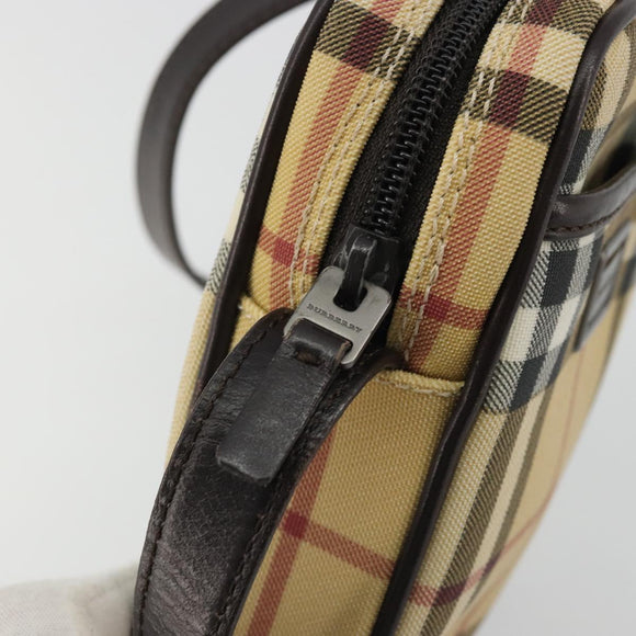 BURBERRY Nova Check Shoulder Bag PVC Leather Beige Auth am11280A