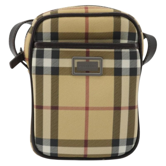 BURBERRY Nova Check Shoulder Bag PVC Leather Beige Auth am11280A