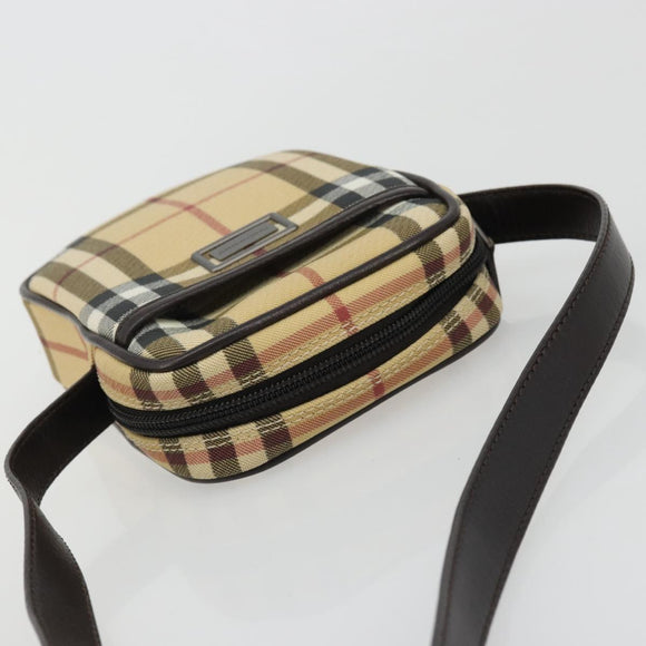 BURBERRY Nova Check Shoulder Bag PVC Leather Beige Auth am11280A