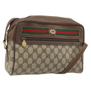 GUCCI GG Supreme Web Sherry Line Bag PVC Beige Gold 56 02 088 Auth am11288-1