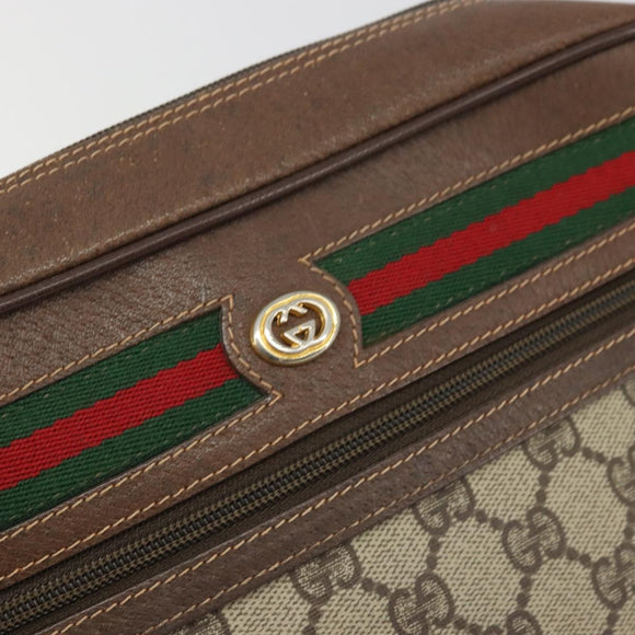 GUCCI GG Supreme Web Sherry Line Bag PVC Beige Gold 56 02 088 Auth am11288
