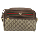 GUCCI GG Supreme Web Sherry Line Bag PVC Beige Gold 56 02 088 Auth am11288-2
