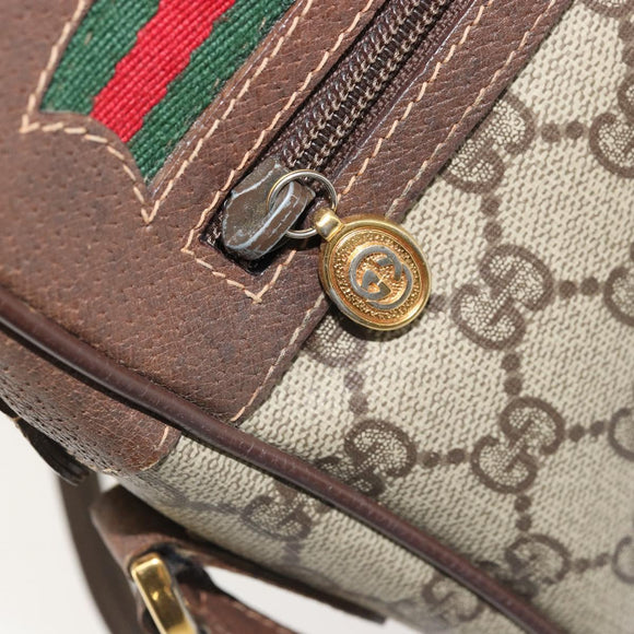 GUCCI GG Supreme Web Sherry Line Bag PVC Beige Gold 56 02 088 Auth am11288