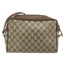 GUCCI GG Supreme Web Sherry Line Bag PVC Beige Gold 56 02 088 Auth am11288-3