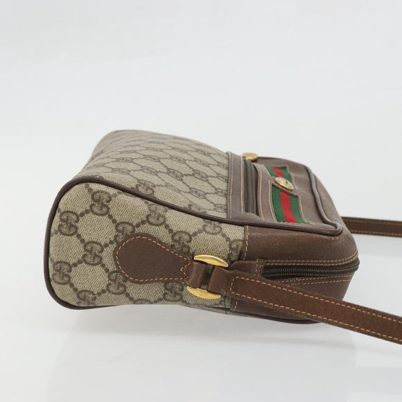 GUCCI GG Supreme Web Sherry Line Bag PVC Beige Gold 56 02 088 Auth am11288