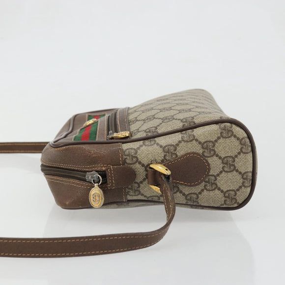 GUCCI GG Supreme Web Sherry Line Bag PVC Beige Gold 56 02 088 Auth am11288