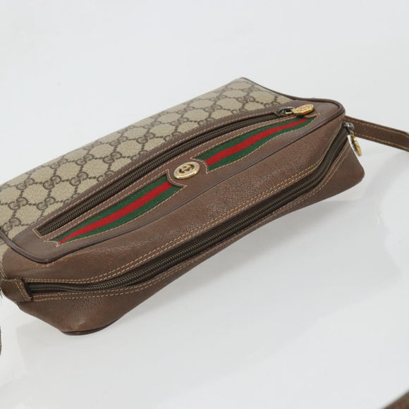 GUCCI GG Supreme Web Sherry Line Bag PVC Beige Gold 56 02 088 Auth am11288