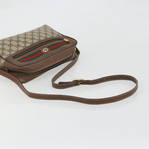 GUCCI GG Supreme Web Sherry Line Bag PVC Beige Gold 56 02 088 Auth am11288