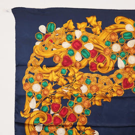 CHANEL Scarf Silk Navy CC Auth am11300 - 0