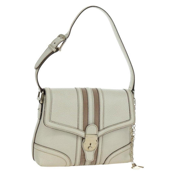 GUCCI Hand Bag Leather White Gold 145999 Auth am11306A