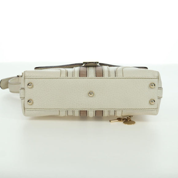 GUCCI Hand Bag Leather White Gold 145999 Auth am11306A