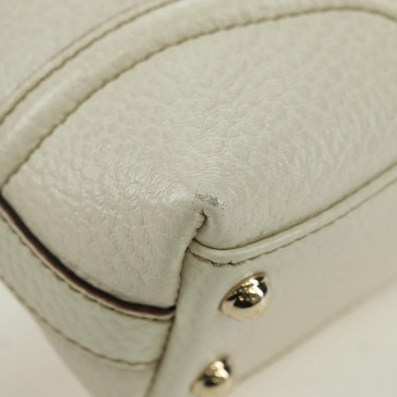 GUCCI Hand Bag Leather White Gold 145999 Auth am11306A