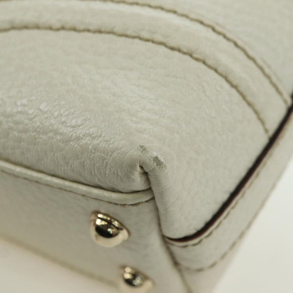 GUCCI Hand Bag Leather White Gold 145999 Auth am11306A