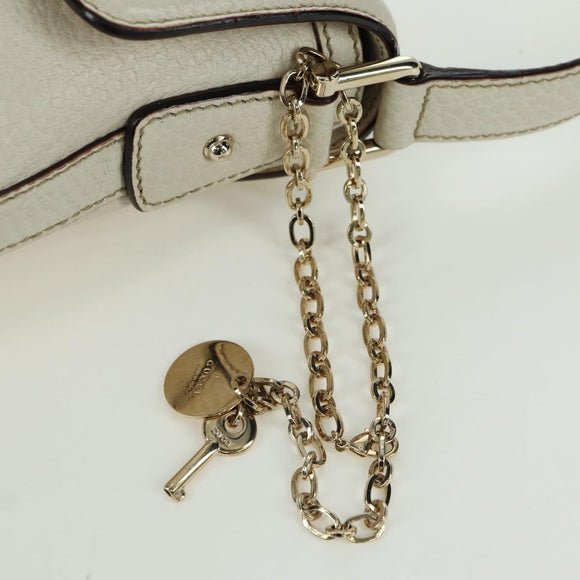 GUCCI Hand Bag Leather White Gold 145999 Auth am11306A
