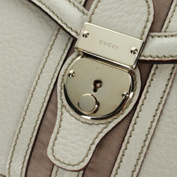 GUCCI Hand Bag Leather White Gold 145999 Auth am11306A