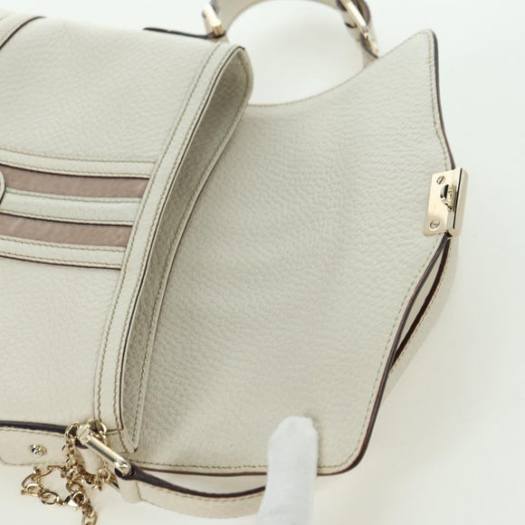 GUCCI Hand Bag Leather White Gold 145999 Auth am11306A