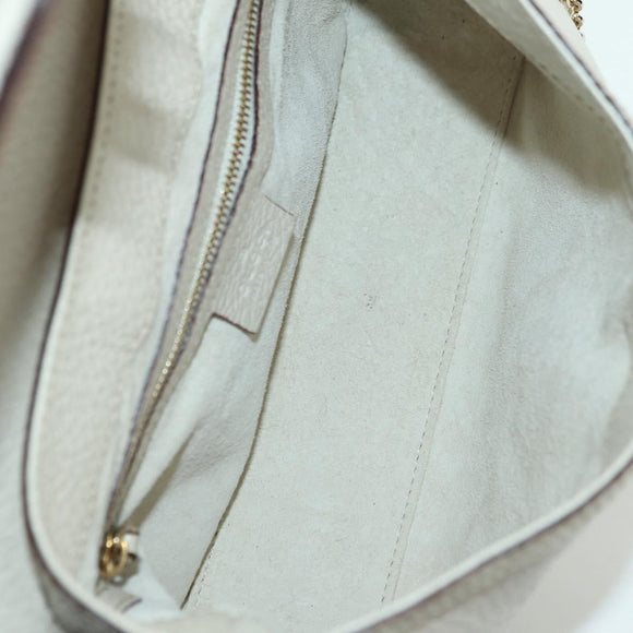 GUCCI Hand Bag Leather White Gold 145999 Auth am11306A