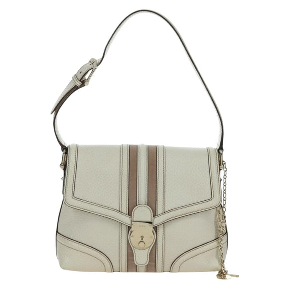 GUCCI Hand Bag Leather White Gold 145999 Auth am11306A