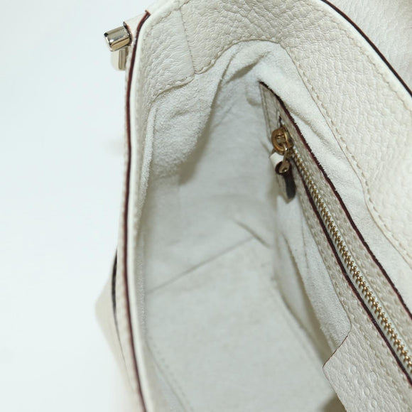GUCCI Hand Bag Leather White Gold 145999 Auth am11306A
