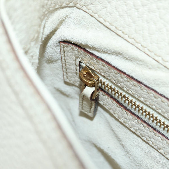 GUCCI Hand Bag Leather White Gold 145999 Auth am11306A