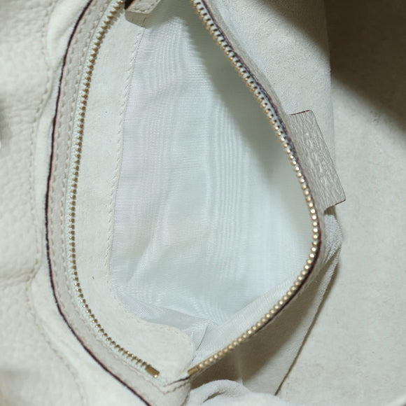GUCCI Hand Bag Leather White Gold 145999 Auth am11306A