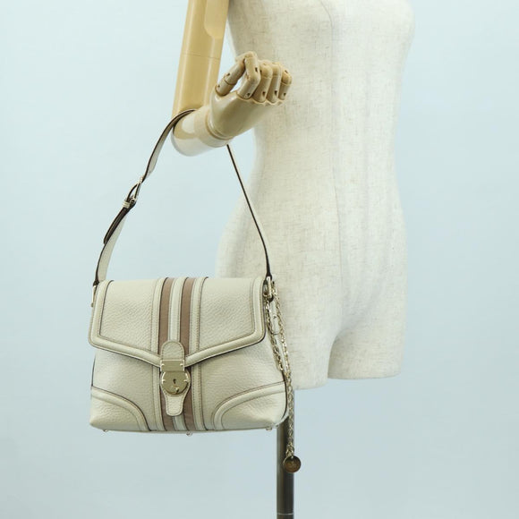 GUCCI Hand Bag Leather White Gold 145999 Auth am11306A
