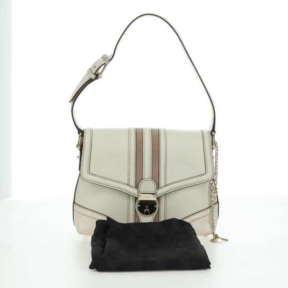 GUCCI Hand Bag Leather White Gold 145999 Auth am11306A