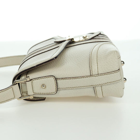 GUCCI Hand Bag Leather White Gold 145999 Auth am11306A