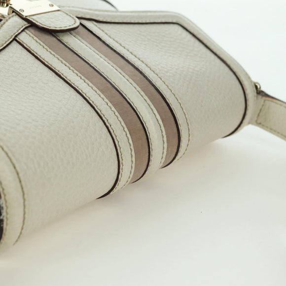 GUCCI Hand Bag Leather White Gold 145999 Auth am11306A