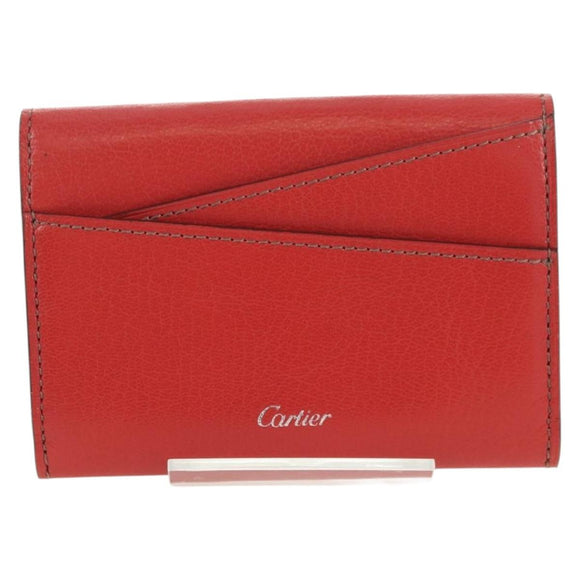 CARTIER Card Case Leather Bordeaux Auth am11308V