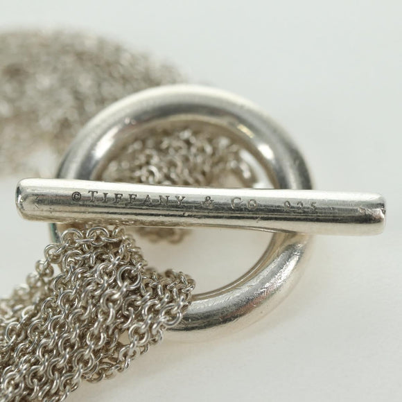 TIFFANY&Co. 10-Row Open Heart Toggle Chain Bracelet Ag925 Silver Auth am11311M