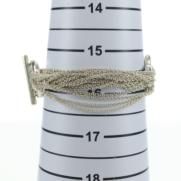 TIFFANY&Co. 10-Row Open Heart Toggle Chain Bracelet Ag925 Silver Auth am11311M