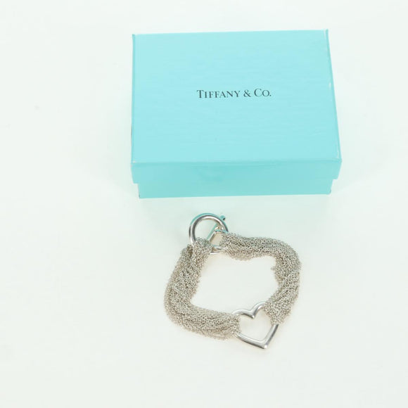 TIFFANY&Co. 10-Row Open Heart Toggle Chain Bracelet Ag925 Silver Auth am11311M