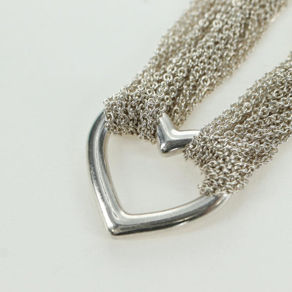 TIFFANY&Co. 10-Row Open Heart Toggle Chain Bracelet Ag925 Silver Auth am11311M