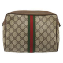 GUCCI GG Supreme Web Sherry Line Clutch Bag PVC Beige Red 89 01 012 Auth am11316-3