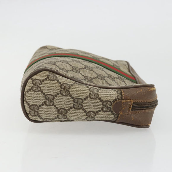 GUCCI GG Supreme Web Sherry Line Clutch Bag PVC Beige Red 89 01 012 Auth am11316