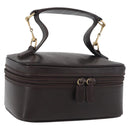 GUCCI Horsebit Vanity Bag Leather Dark Brown Gold 032 1956 0141 Auth am11317-1