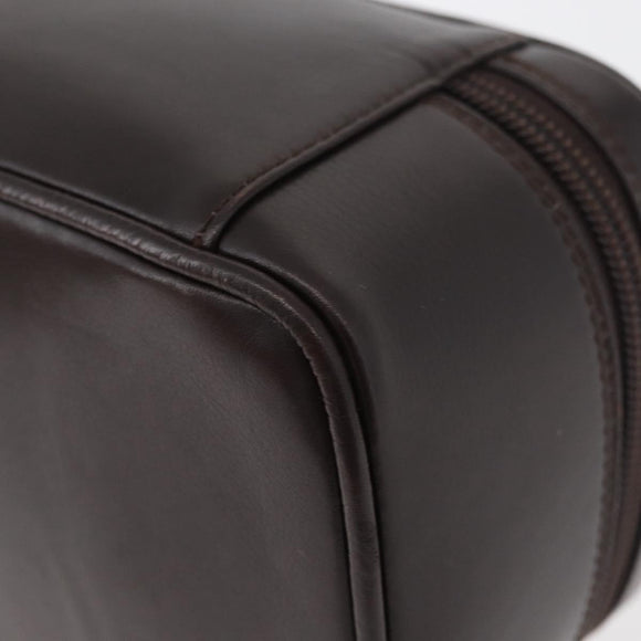 GUCCI Horsebit Vanity Bag Leather Dark Brown Gold 032 1956 0141 Auth am11317
