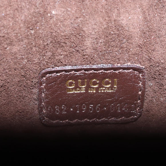 GUCCI Horsebit Vanity Bag Leather Dark Brown Gold 032 1956 0141 Auth am11317