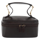 GUCCI Horsebit Vanity Bag Leather Dark Brown Gold 032 1956 0141 Auth am11317-13