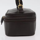 GUCCI Horsebit Vanity Bag Leather Dark Brown Gold 032 1956 0141 Auth am11317-3