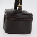 GUCCI Horsebit Vanity Bag Leather Dark Brown Gold 032 1956 0141 Auth am11317-4