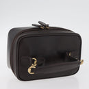 GUCCI Horsebit Vanity Bag Leather Dark Brown Gold 032 1956 0141 Auth am11317-6