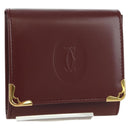 CARTIER Must Line Coin Purse Leather Bordeaux Gold Auth am11323V-1