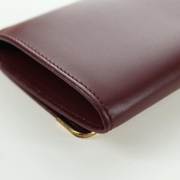 CARTIER Must Line Coin Purse Leather Bordeaux Gold Auth am11323V