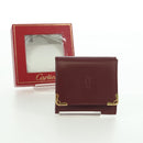 CARTIER Must Line Coin Purse Leather Bordeaux Gold Auth am11323V-12