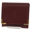 CARTIER Must Line Coin Purse Leather Bordeaux Gold Auth am11323V-13