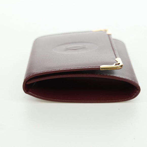 CARTIER Must Line Coin Purse Leather Bordeaux Gold Auth am11323V