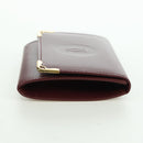 CARTIER Must Line Coin Purse Leather Bordeaux Gold Auth am11323V-4