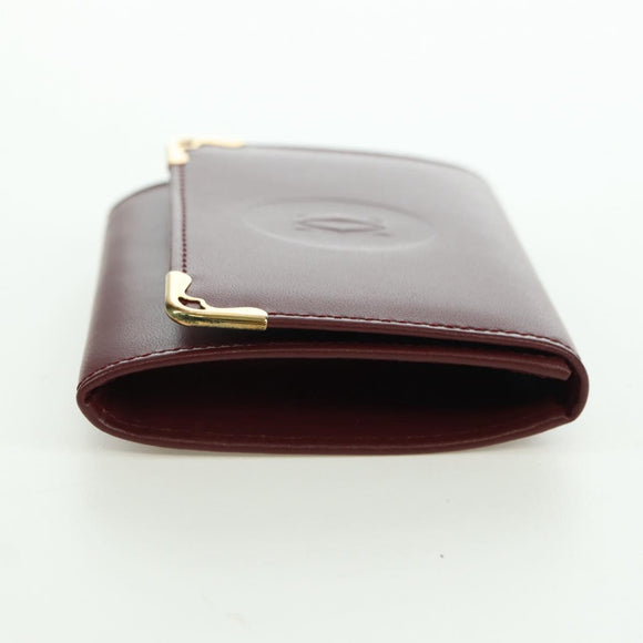 CARTIER Must Line Coin Purse Leather Bordeaux Gold Auth am11323V